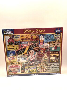 White Mountain Vintage Signs Jigsaw Puzzle NEW Unopened No.1189 Bonus Poster